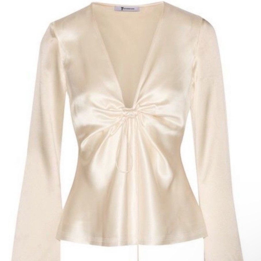 Elegant Cream Satin Women's Top